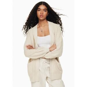 Wilfred Aritzia Unwind Cardigan White Cream Knit Sweater Birch Merino Wool Small